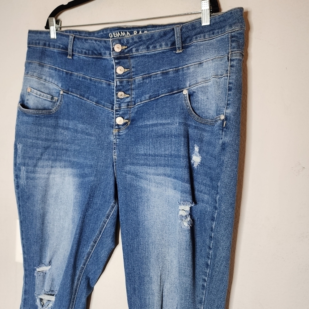 Gemma Rae Stretch Denim Highrise Distressed Jeans Women's Plus Size 24W - Picture 6 of 16
